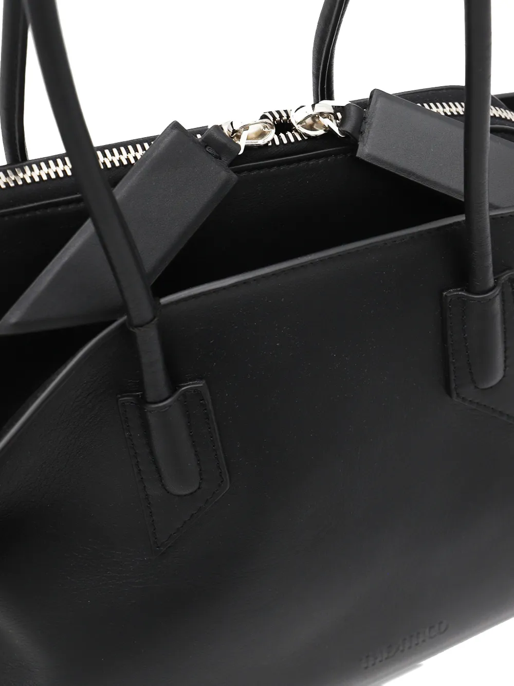 Attico La Passeggiata Medium Asymmetric Leather Tote In Black