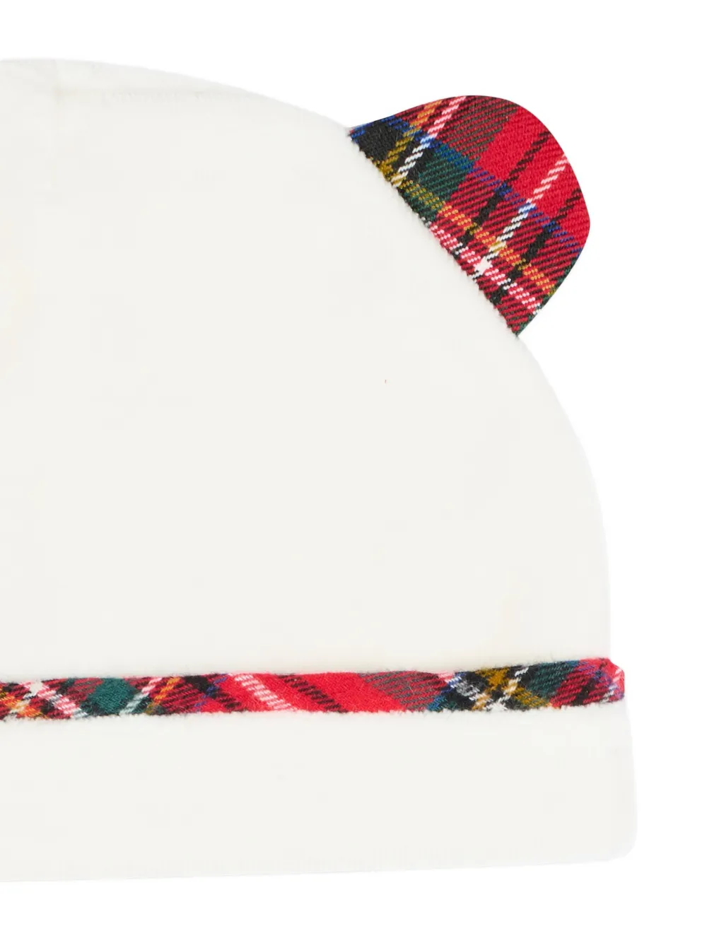 Le Boo Beebè Tartan-ears Beanie Hat In White