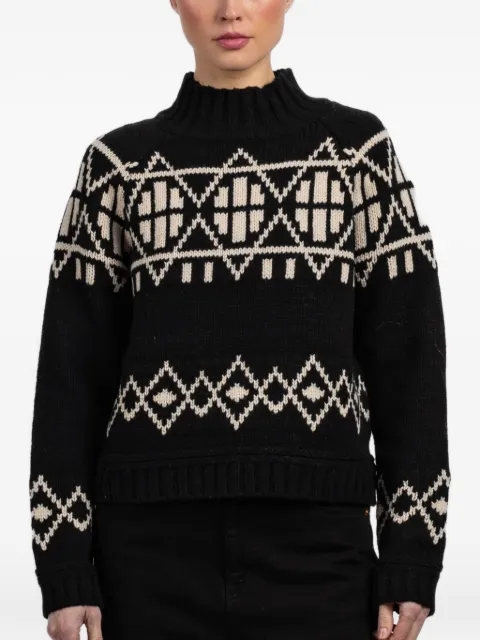 White + Warren patterned high-neck sweater