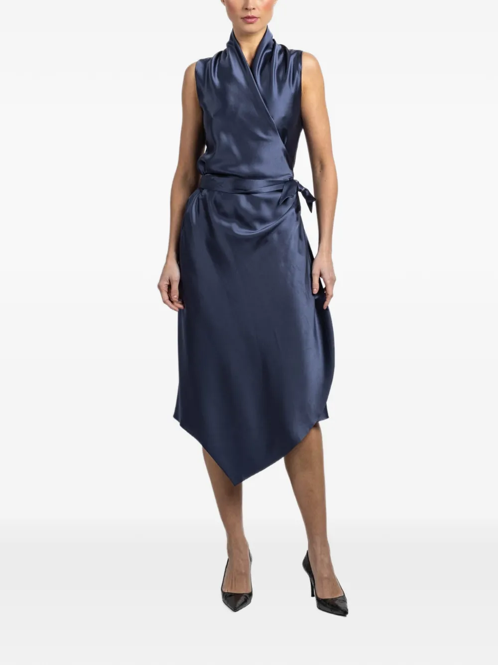 Peter Cohen Victor tie-waist wrap midi dress - Blu