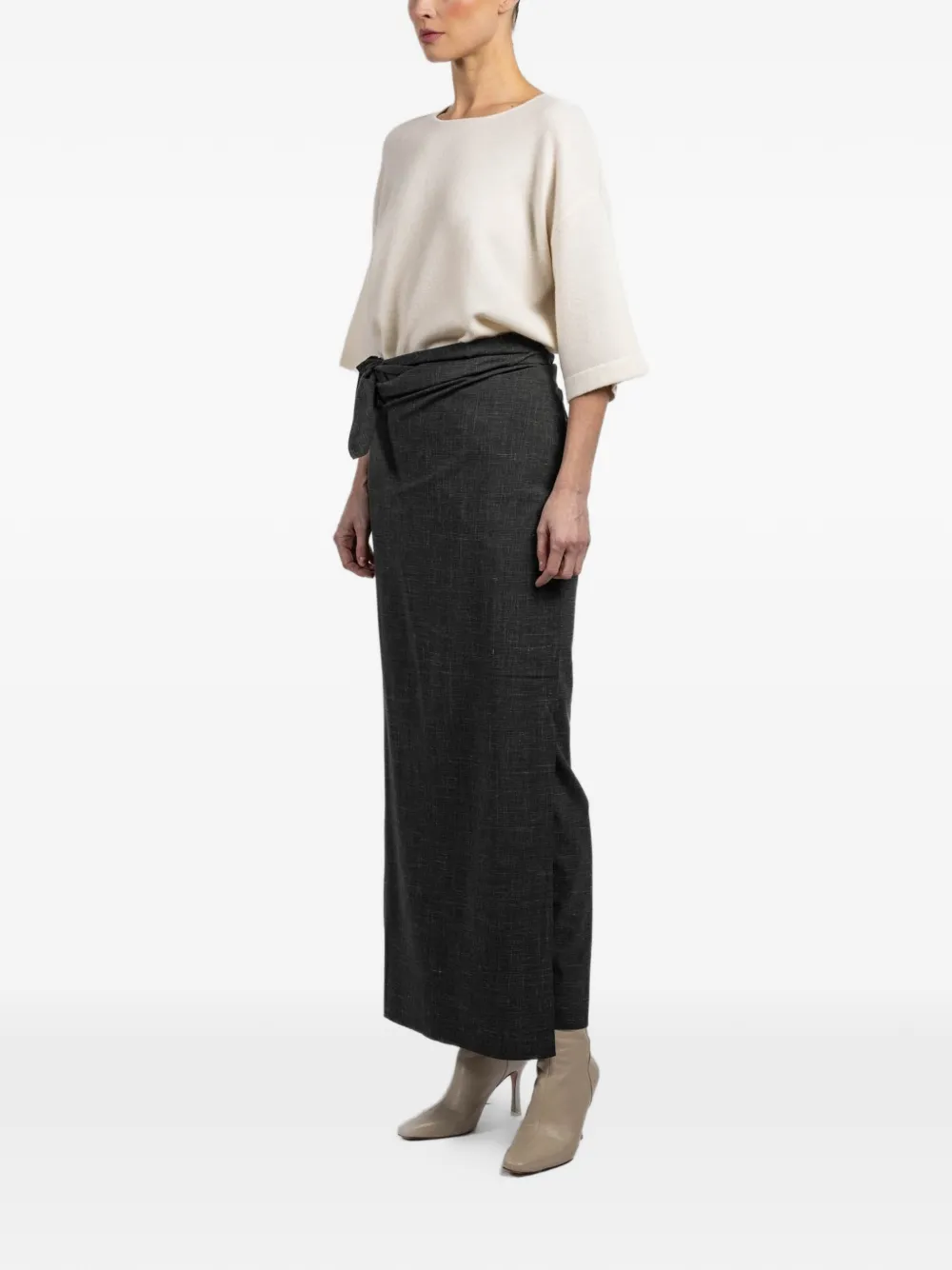 Tie Waist Jacquard Maxi Skirt