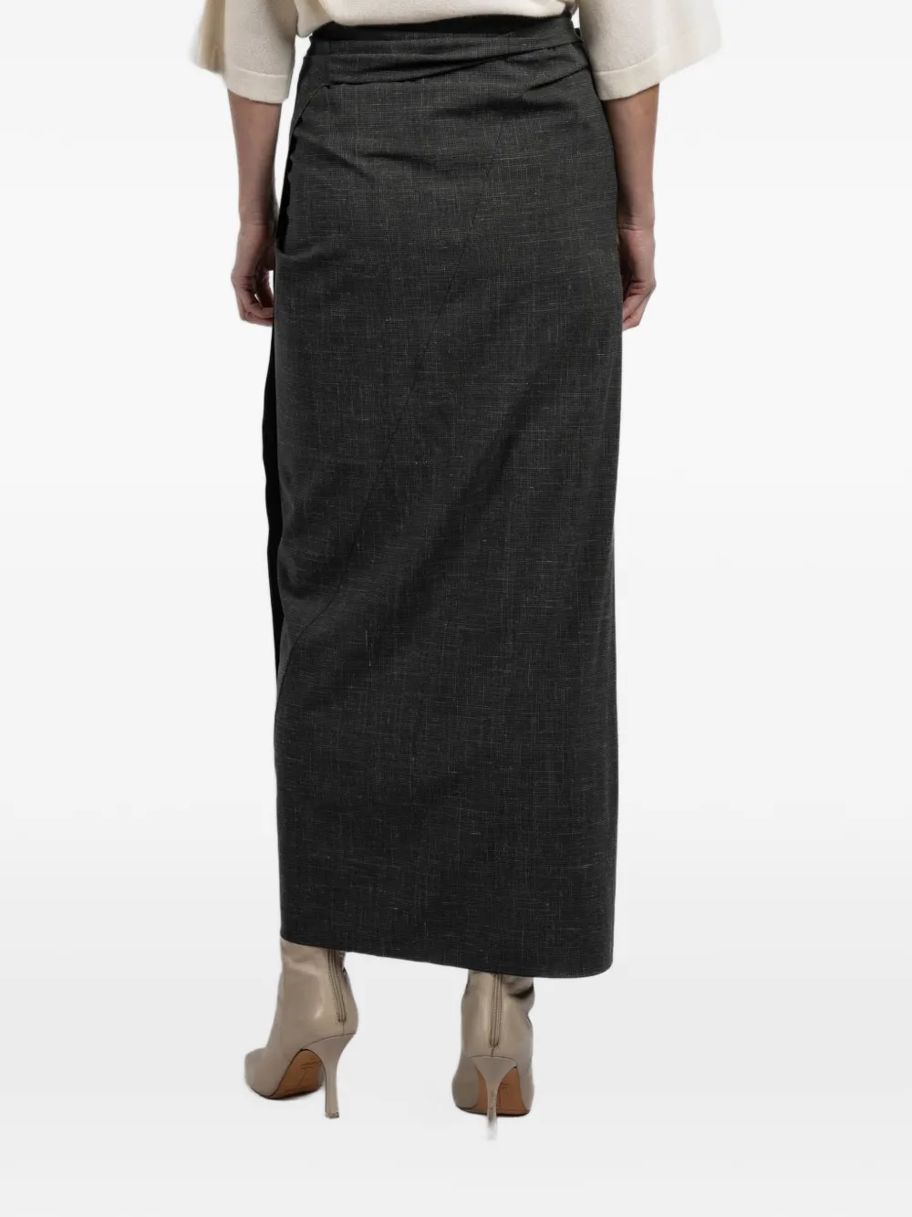 Tie Waist Jacquard Maxi Skirt