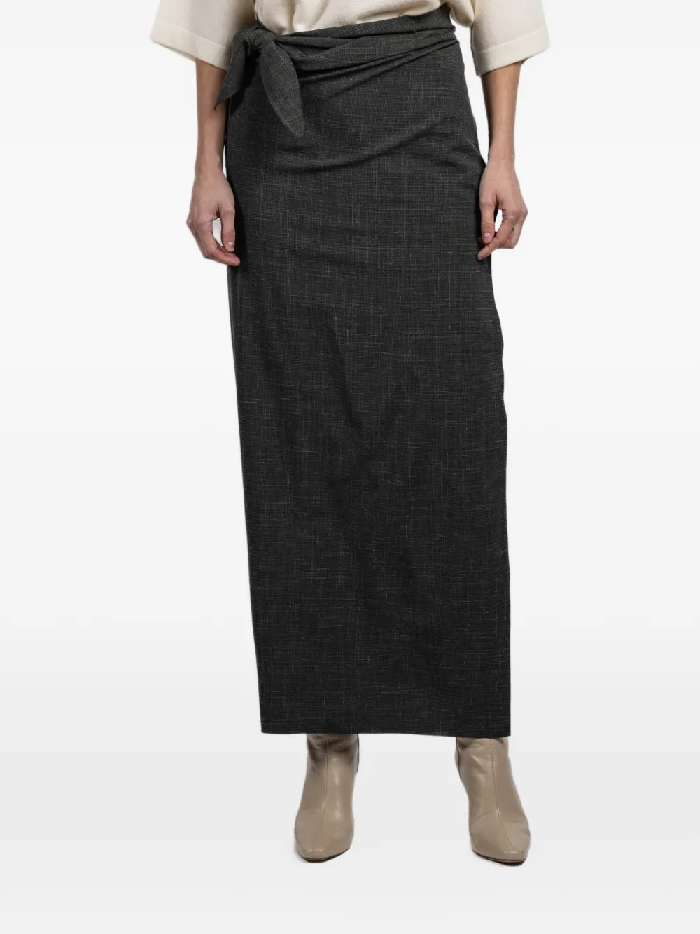 Tie Waist Jacquard Maxi Skirt