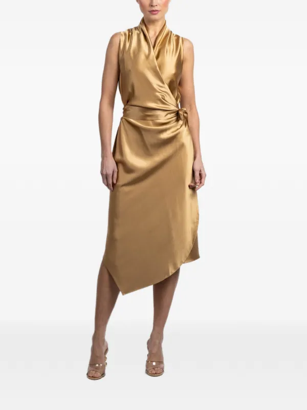 gold wrap around dress Spotlight Shine Sequin Wrap Dress in Gold