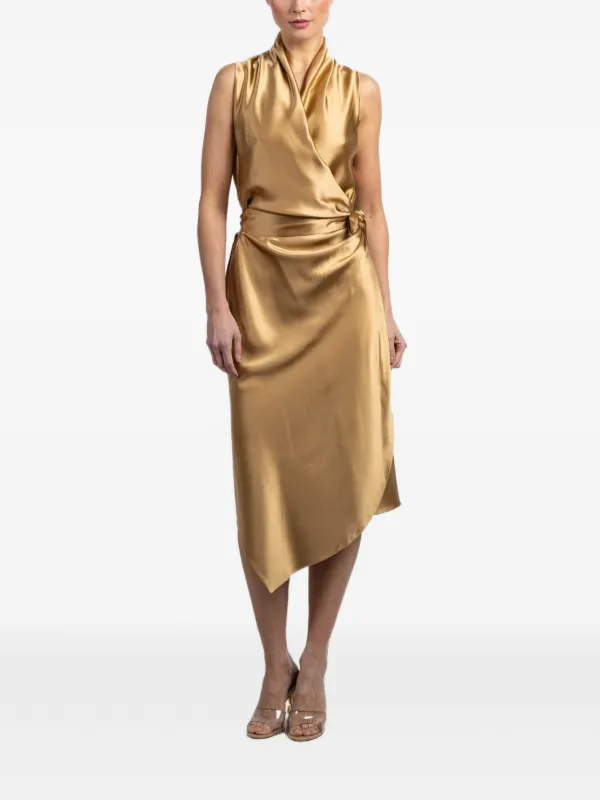 Peter Cohen Victor Wrap Midi Dress - Gold