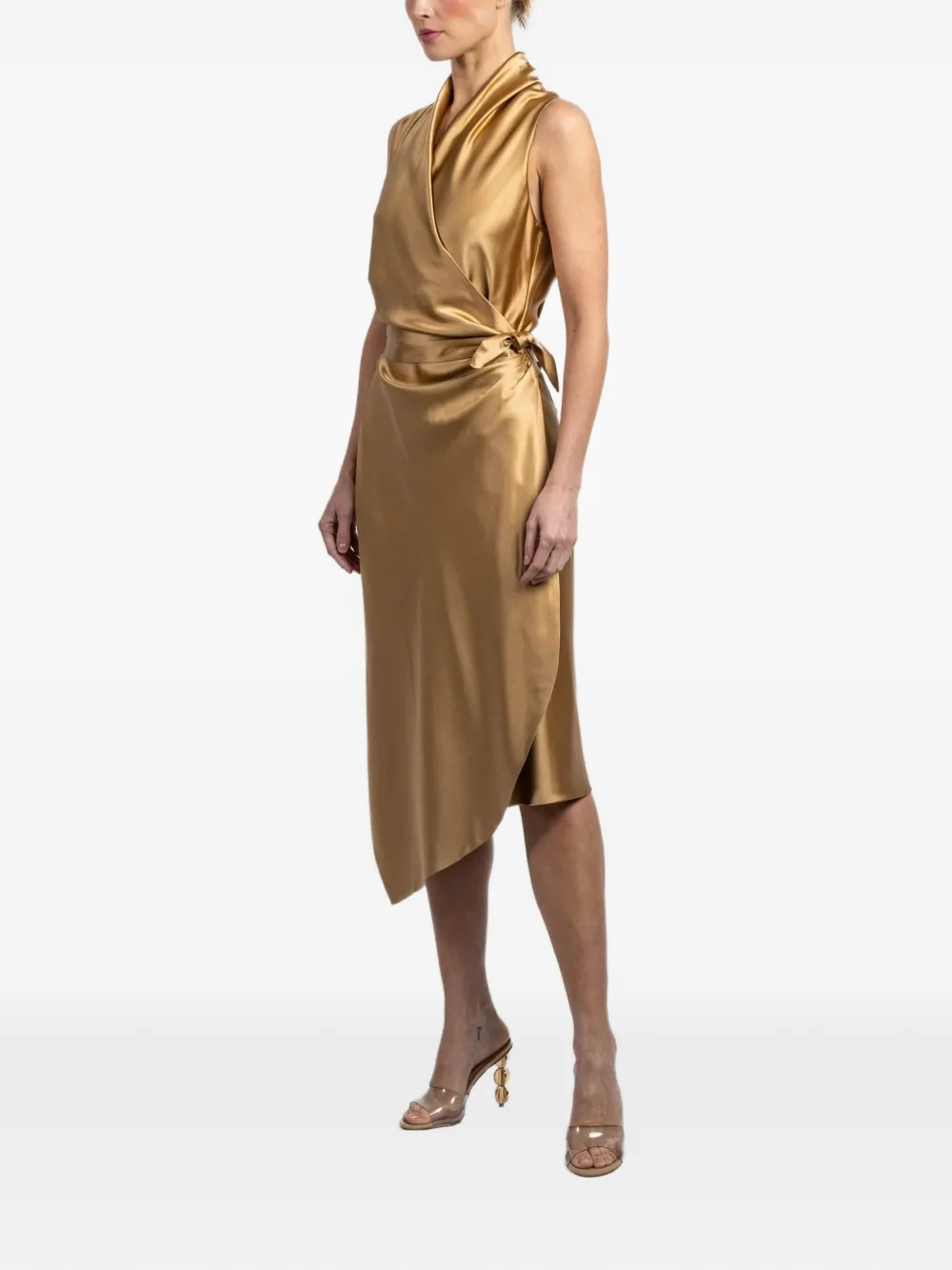  Peter Cohen Victor Wrap Midi Dress - Gold 