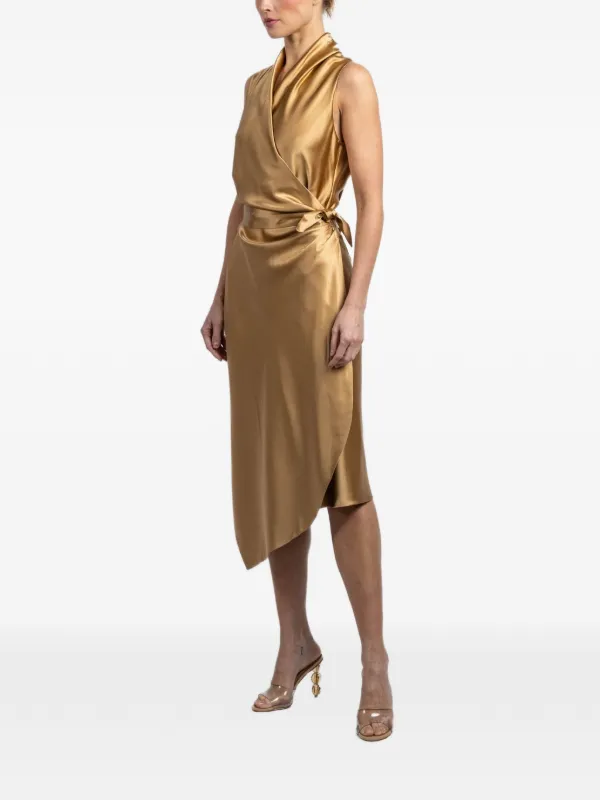 Peter Cohen Victor Wrap Midi Dress - Gold