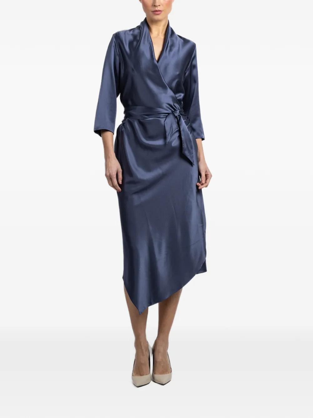 Peter Cohen New Victor tie-waist wrap midi dress - Blauw