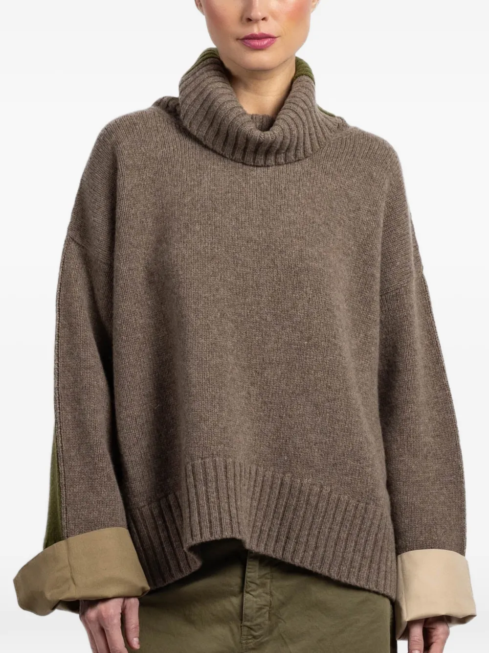 Jejia colour-block roll-neck sweater - Marrone