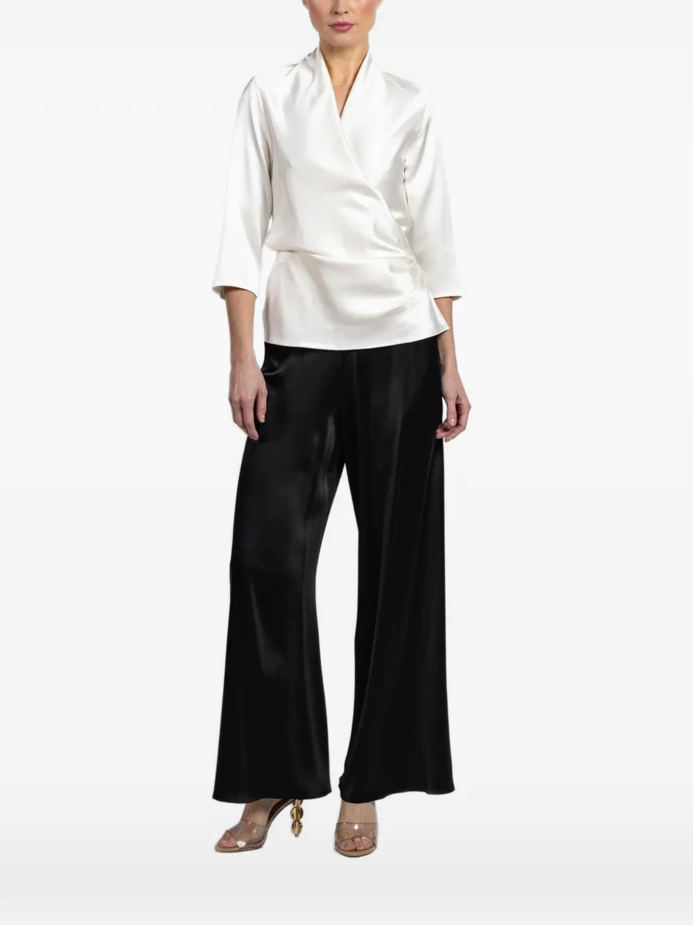 Peter Cohen three-quarter wrap blouse - Wit