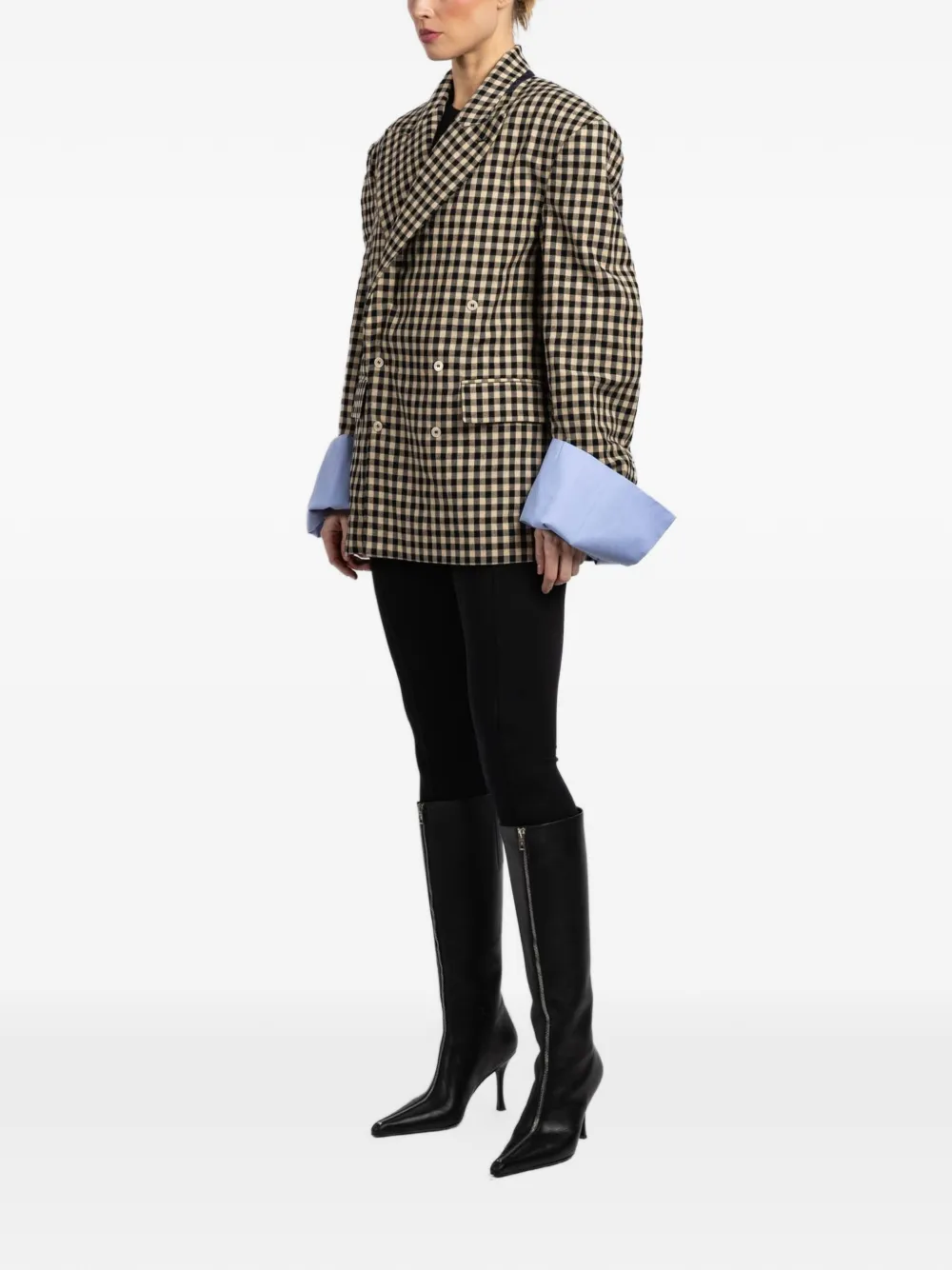 Jejia Olly Check-pattern Double-breasted Blazer - Neutrals 