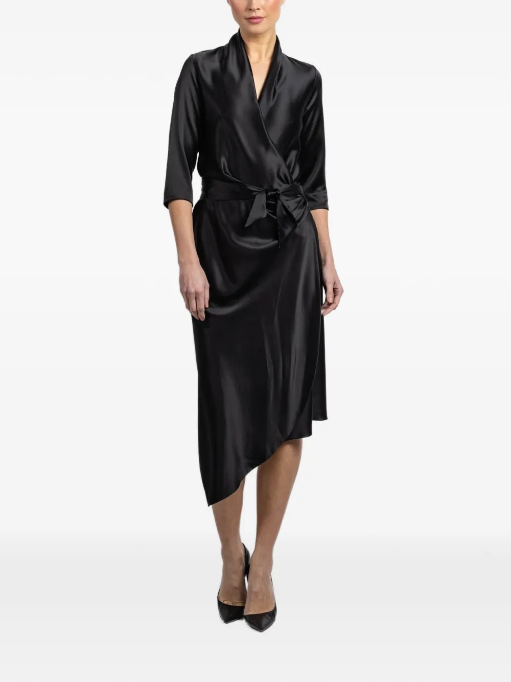 Peter Cohen tie-waist wrap dress - Zwart