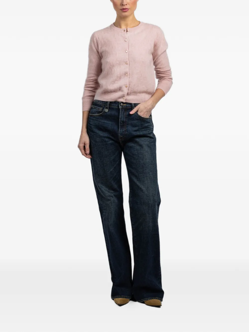  Autumn Cashmere Crew-neck Cardigan - Pink 