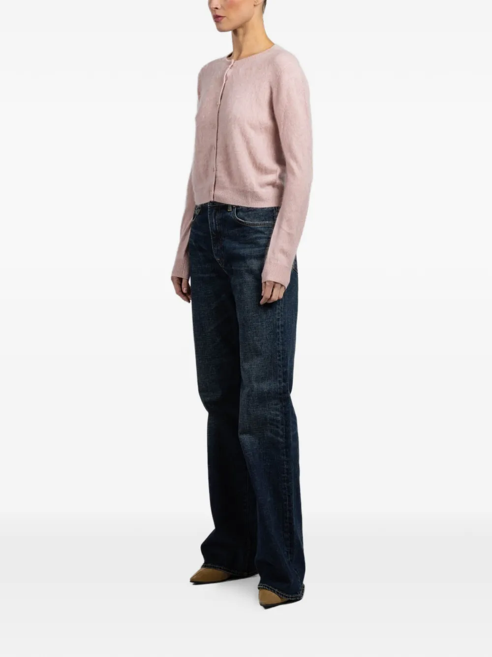  Autumn Cashmere Crew-neck Cardigan - Pink 