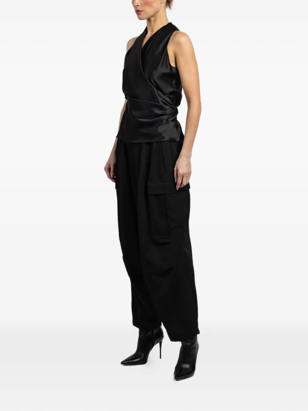  Peter Cohen Halter-neck Wrap Top - Black 