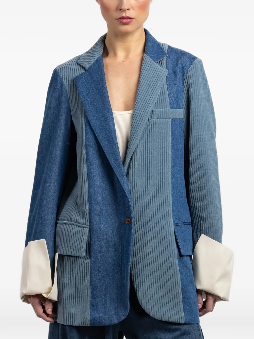 Jejia Birkin corduroy panelled jacket - Blu