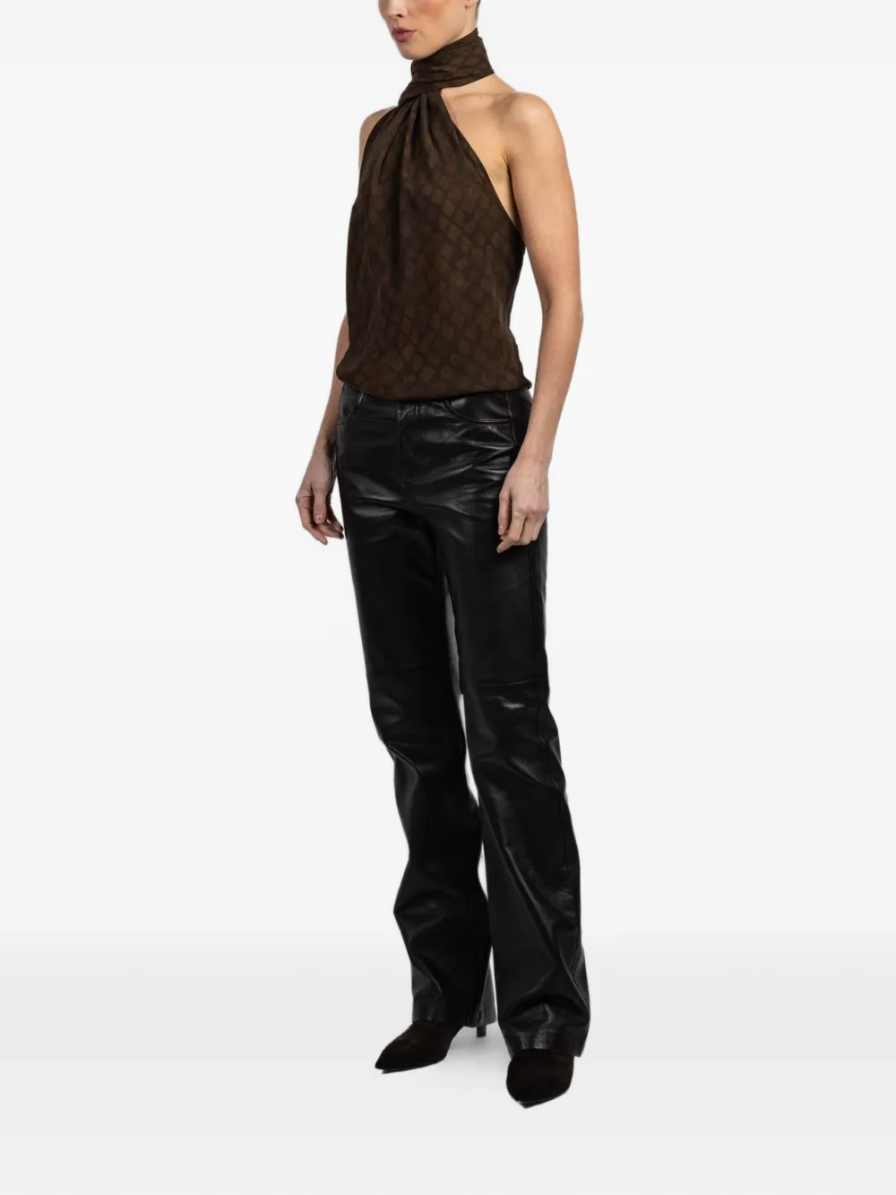  Cortana Georgette Halterneck Top - Brown 