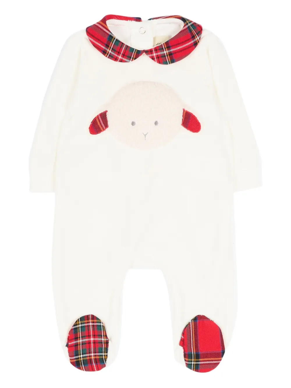 Le Boo Beebè tartan-collar sheep-motif pajamas | White | Image 1