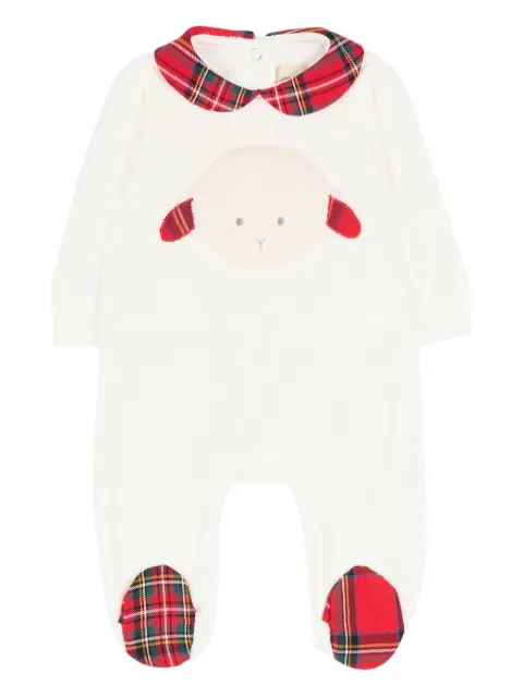 Le Boo Beebè tartan-collar sheep-motif pajamas