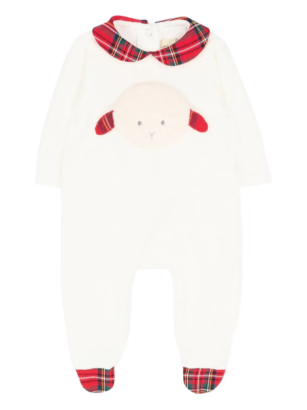 Le Boo Beebè Tartan-collar Sheep-motif Pajamas In White