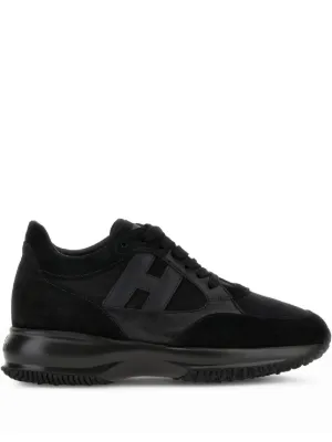 MM6 Maison Margiela ステッチロゴ レザースニーカー | ブラック