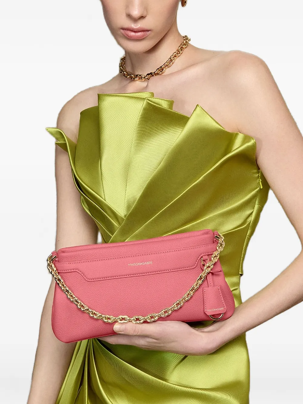 Maison De Sabre The Palais Soirée Chain Leather Shoulder Bag In Pink