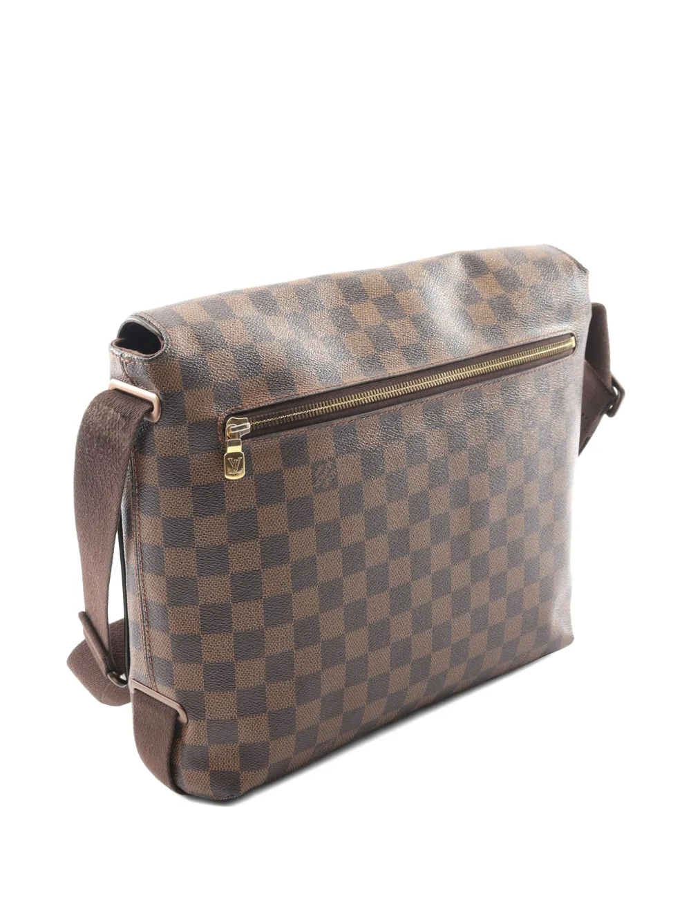 Pre-owned Louis Vuitton 2009 Damier Ebene Brooklyn Mm Crossbody Bag In Brown