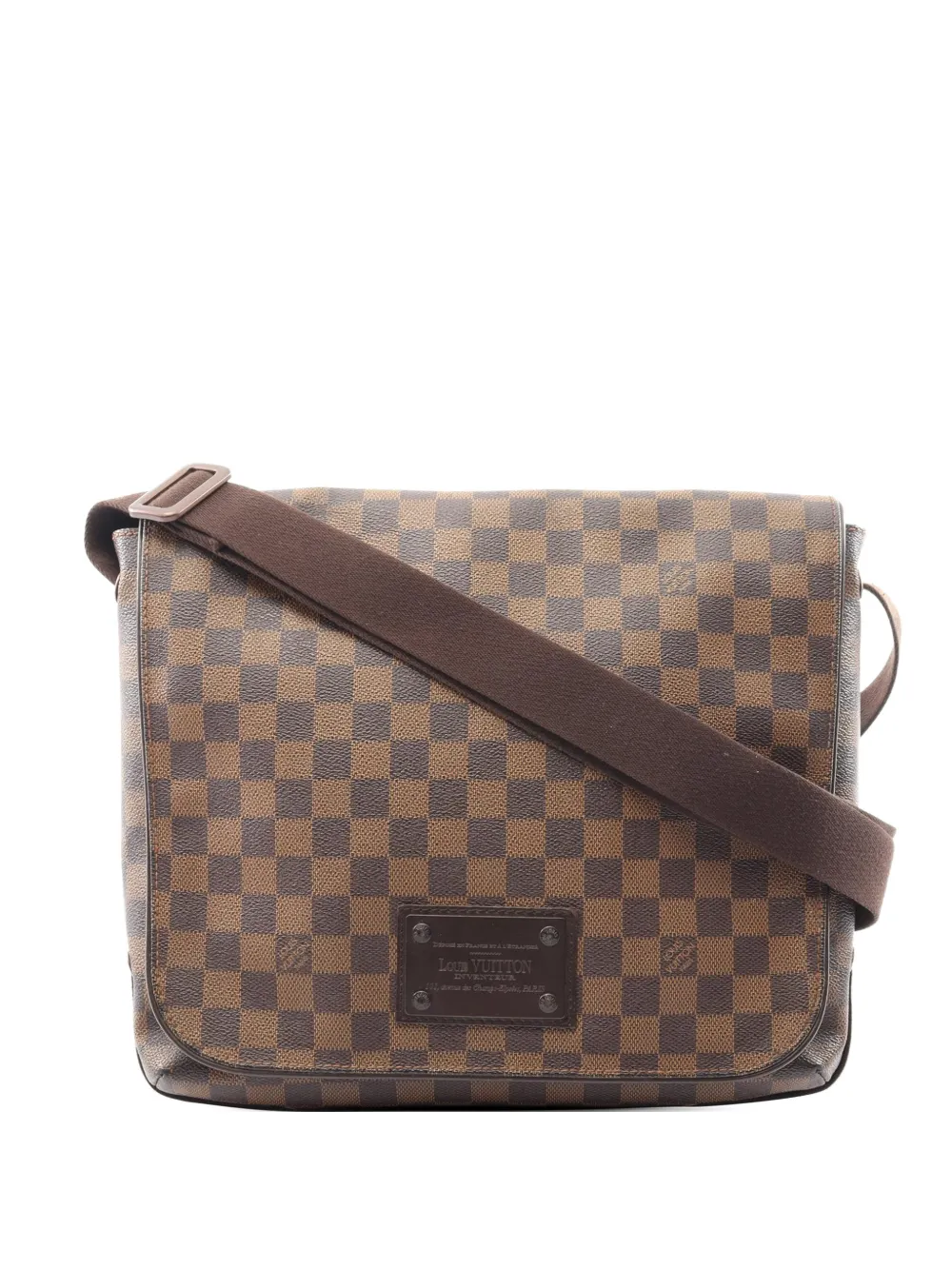 Pre-owned Louis Vuitton 2009 Damier Ebene Brooklyn Mm Crossbody Bag In Brown