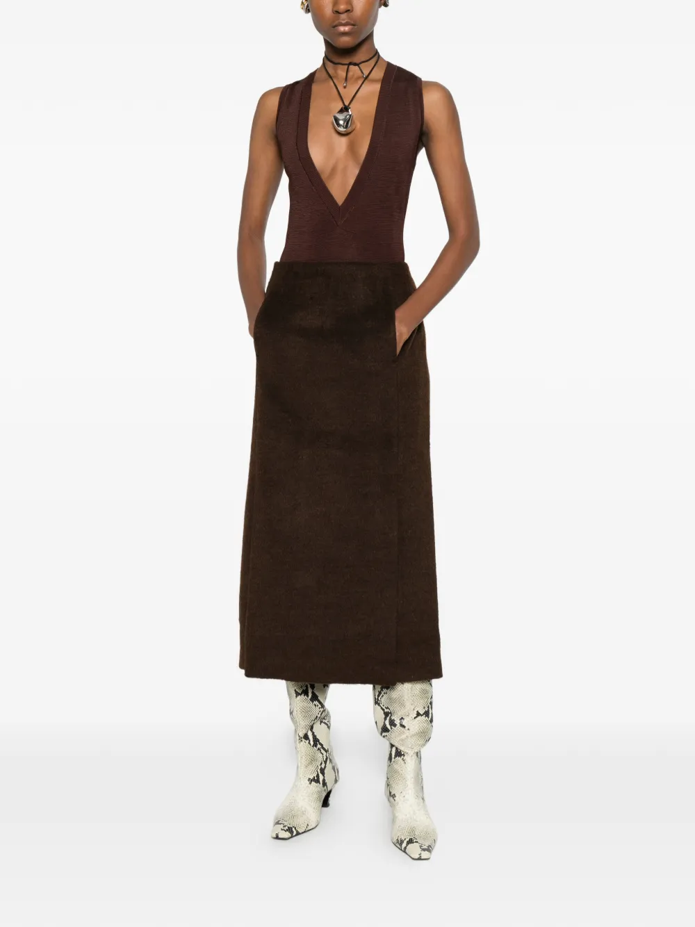 ENTIRE STUDIOS tailored midi skirt - Bruin