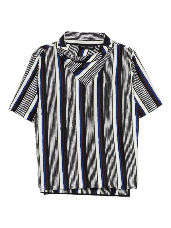 Proenza Schouler Amira Top in Printed Silk Habotai in Black