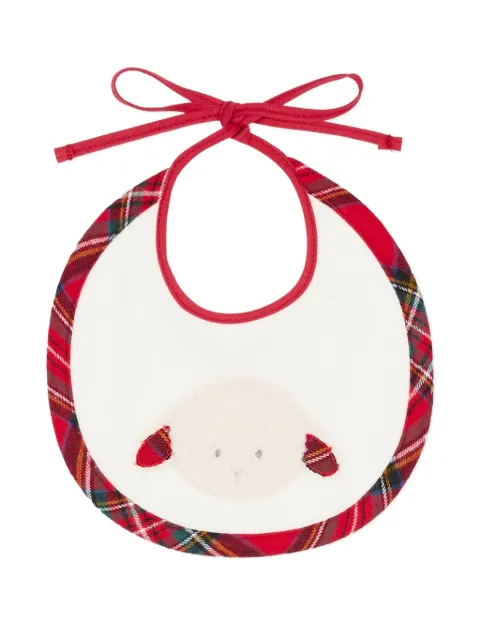 Le Boo Beebè tartan-trim sheep-appliqué bib
