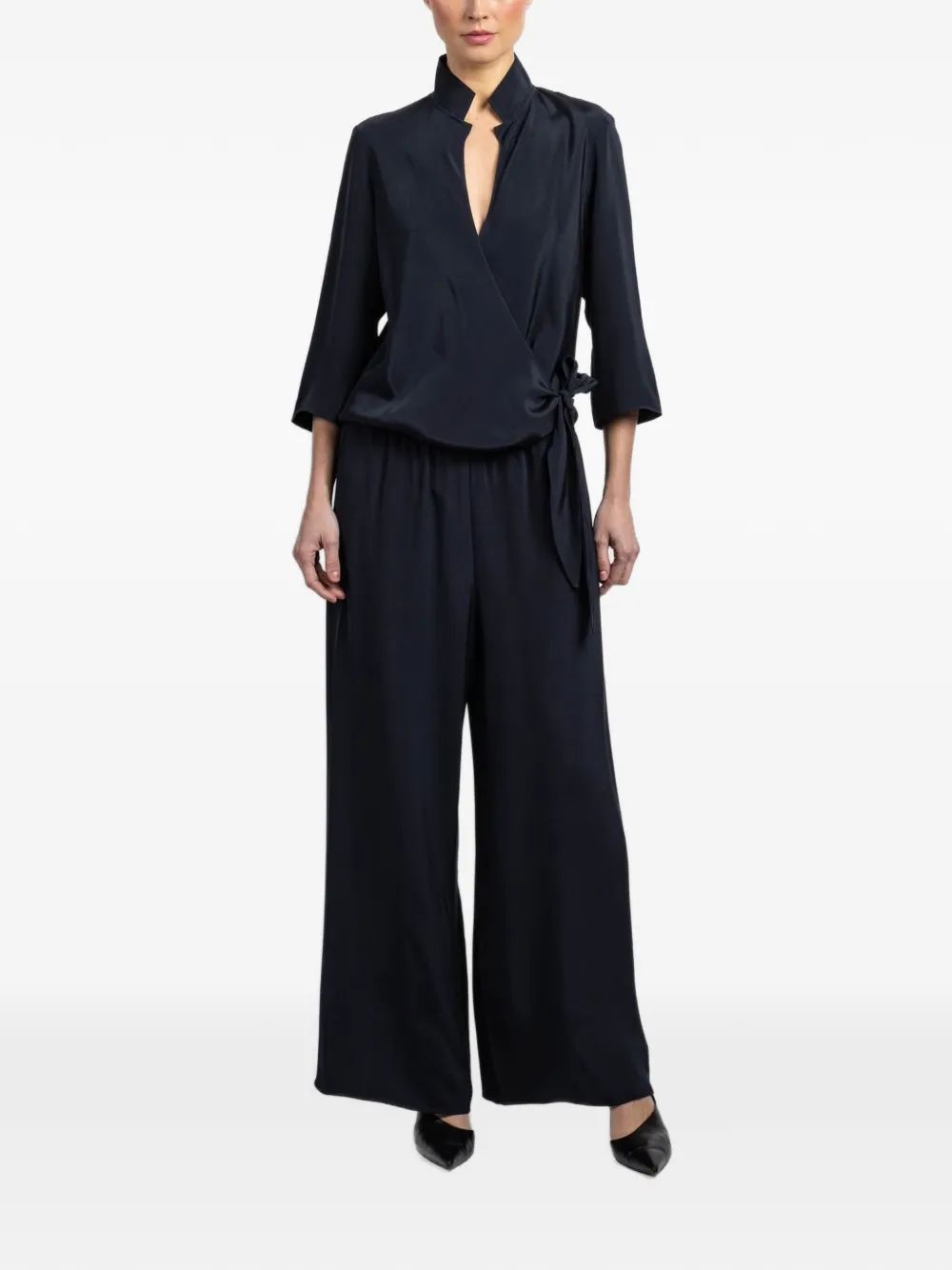 Peter Cohen tie-detail wrap jumpsuits - Blu