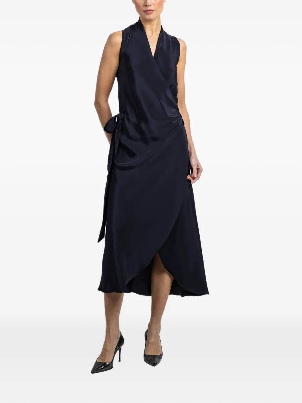 Peter Cohen Nikki sleeveless tie midi dress - Blauw