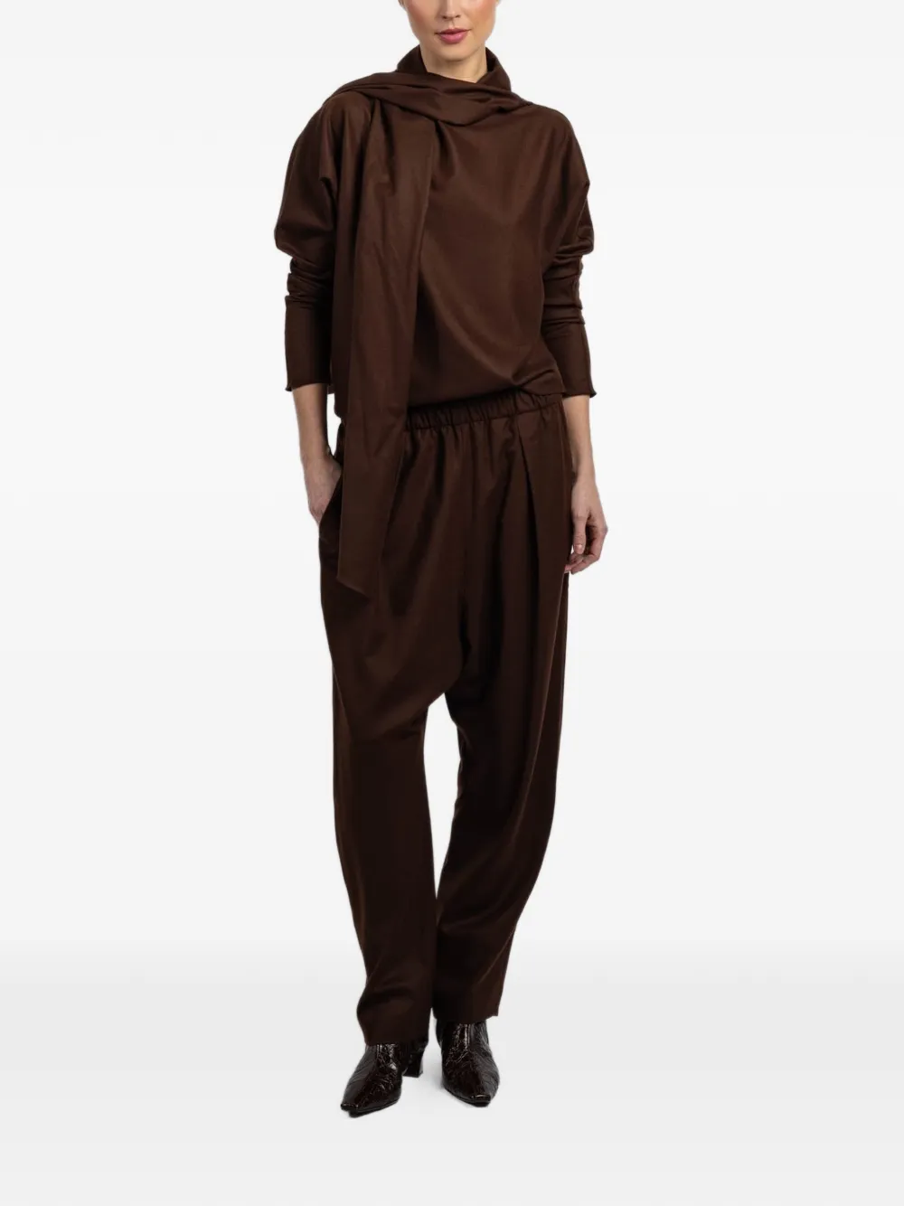 Cortana Jackie elasticated-waist pleated trousers - Bruin