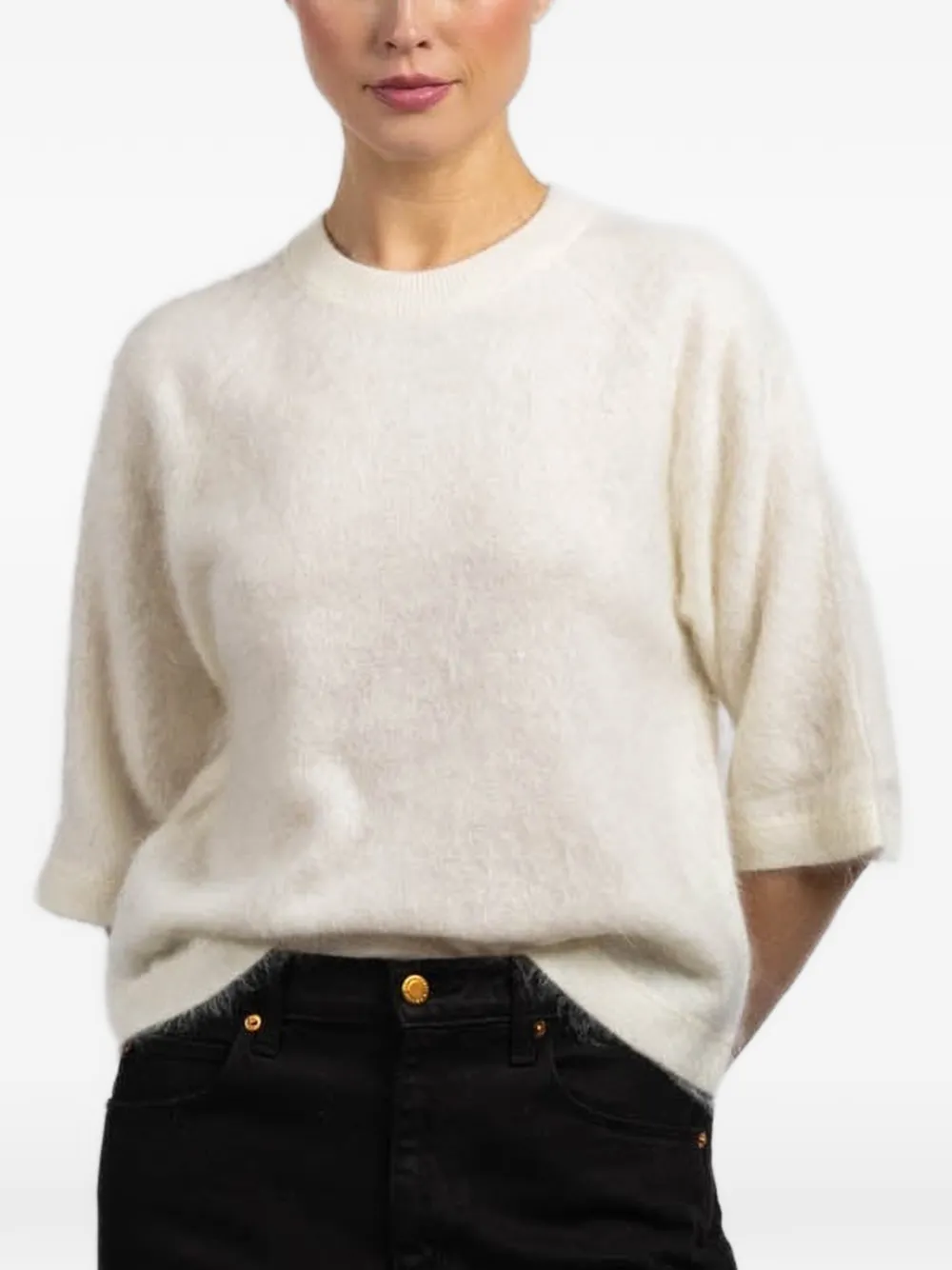 Autumn Cashmere short-sleeve sweater - Neutrals