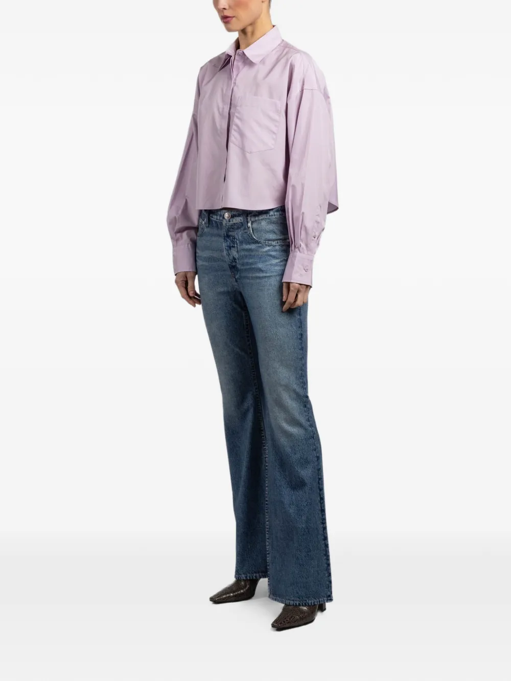  Rag & Bone Patch-pocket Cropped Shirt - Purple 