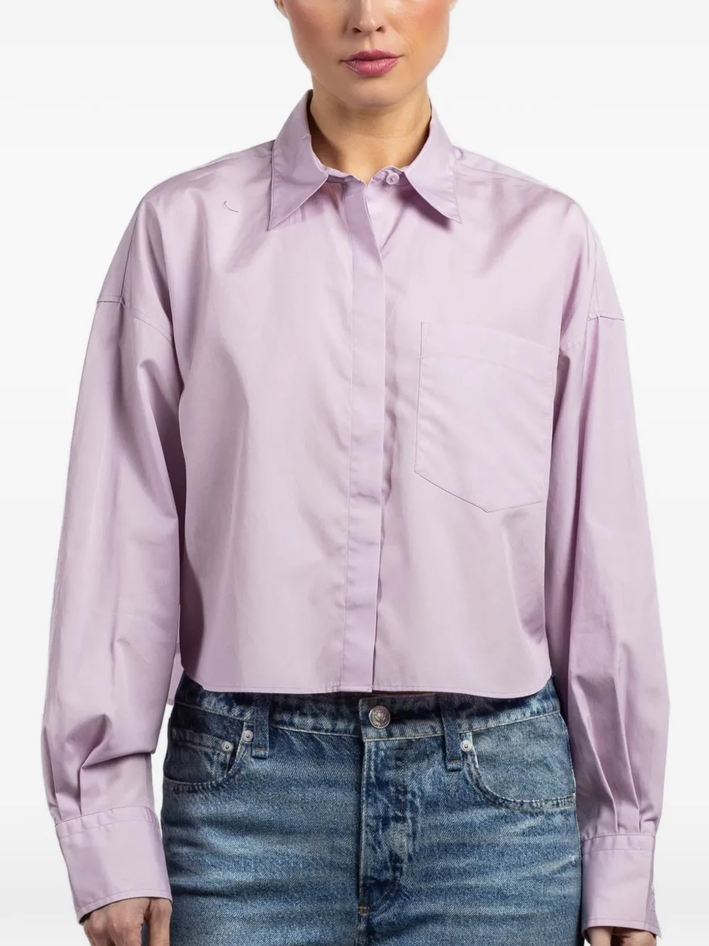rag & bone patch-pocket cropped shirt - Viola