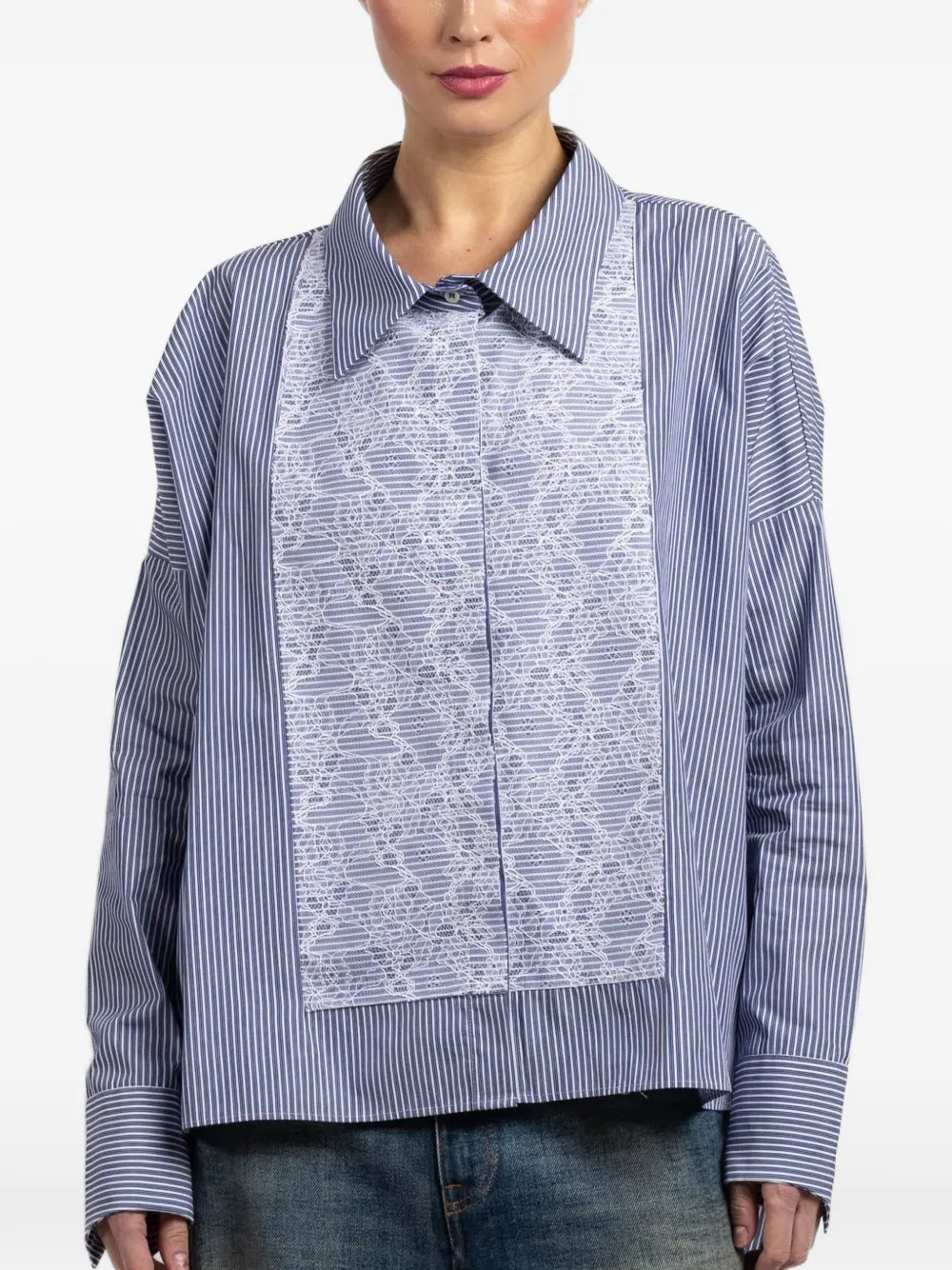 Jejia lace-detail shirt - Blau