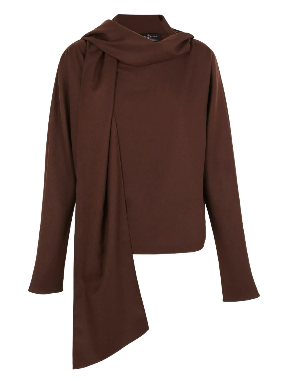 Cortana draped high-neck top - Marrone
