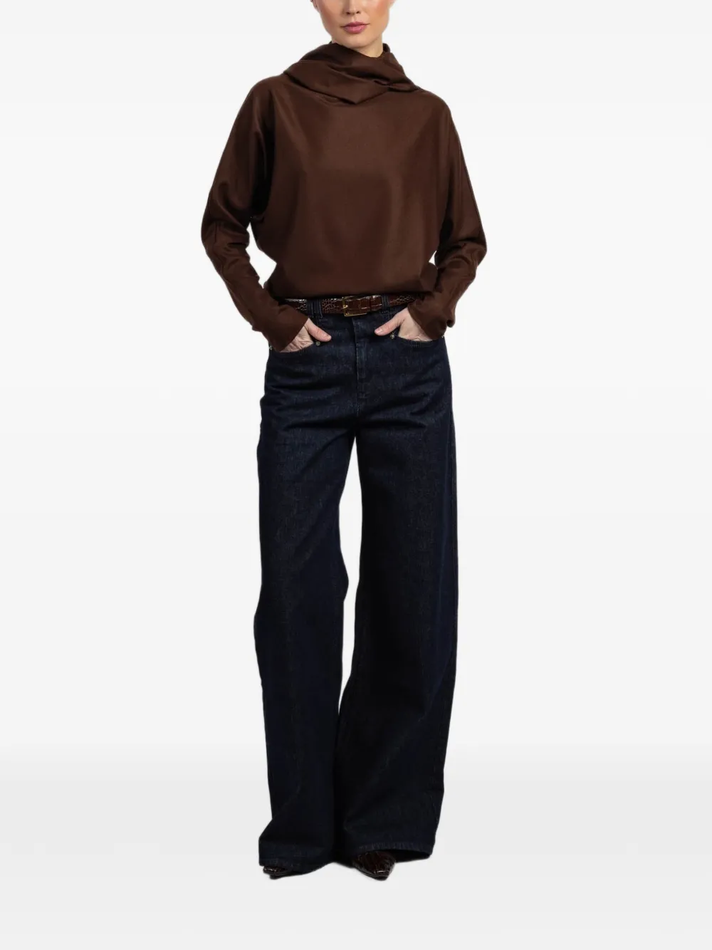 Cortana draped high-neck top - Bruin