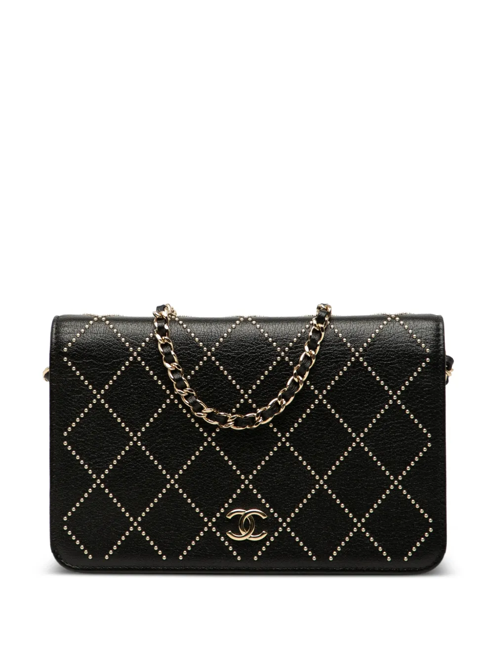 CHANEL Pre-Owned 2019 CC Studded Goatskin Wallet On Chain crossbody bag - Nero