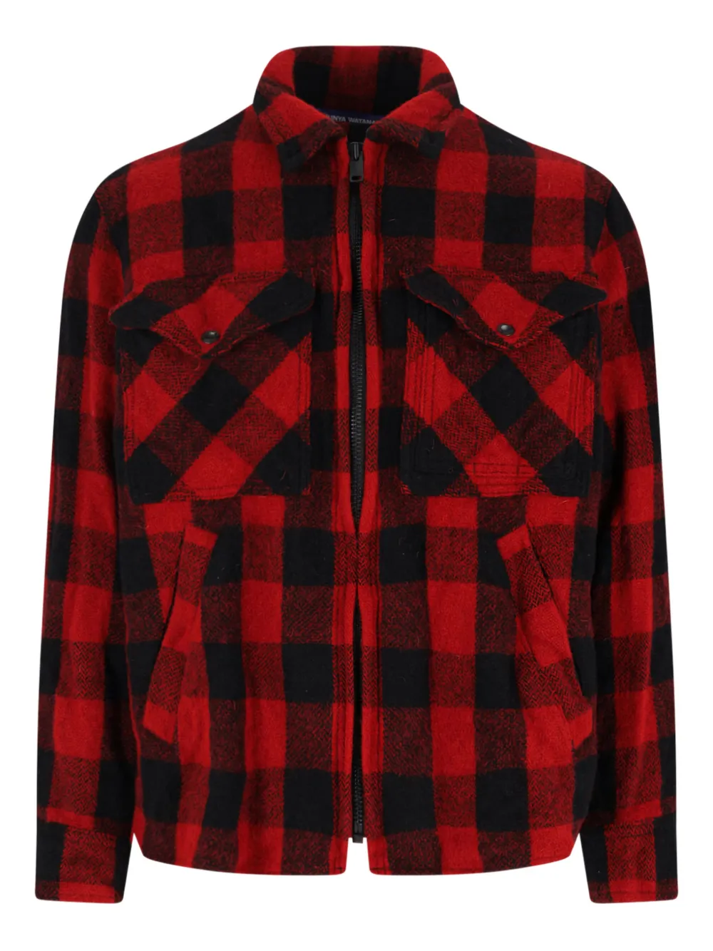 Junya Watanabe MAN checked-pattern zip-up shirt jacket | Red | Image 1