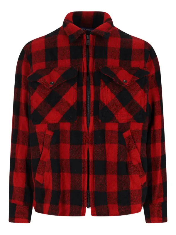⛄*️様 JUNYA WATANABE チェック柄ジャケット Junya Watanabe MAN チェック ジップアップ シャツジャケット | レッド