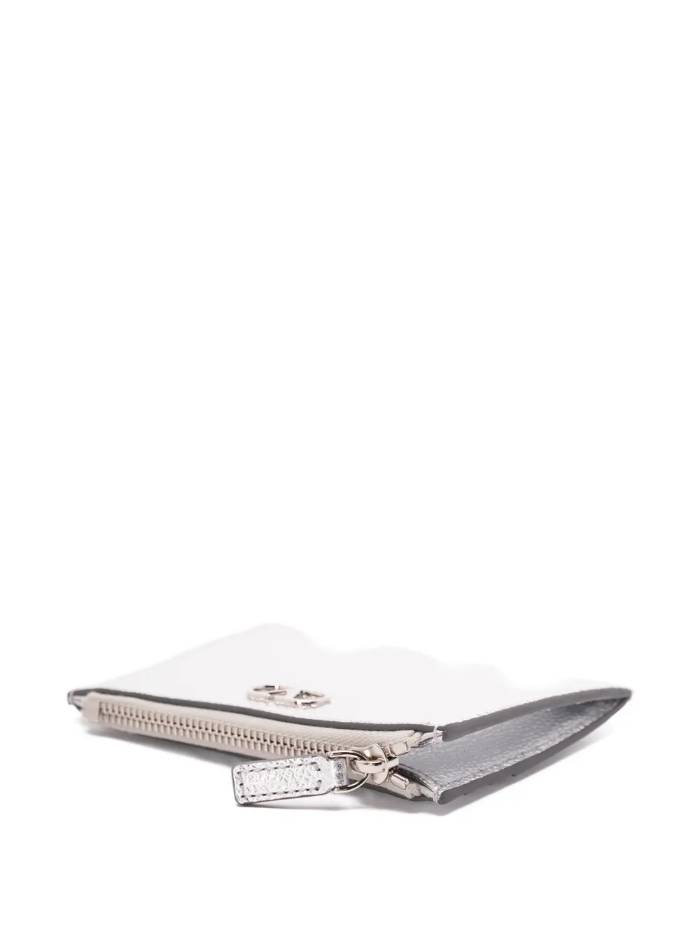 Valentino Zip Leather Wallet In Silver