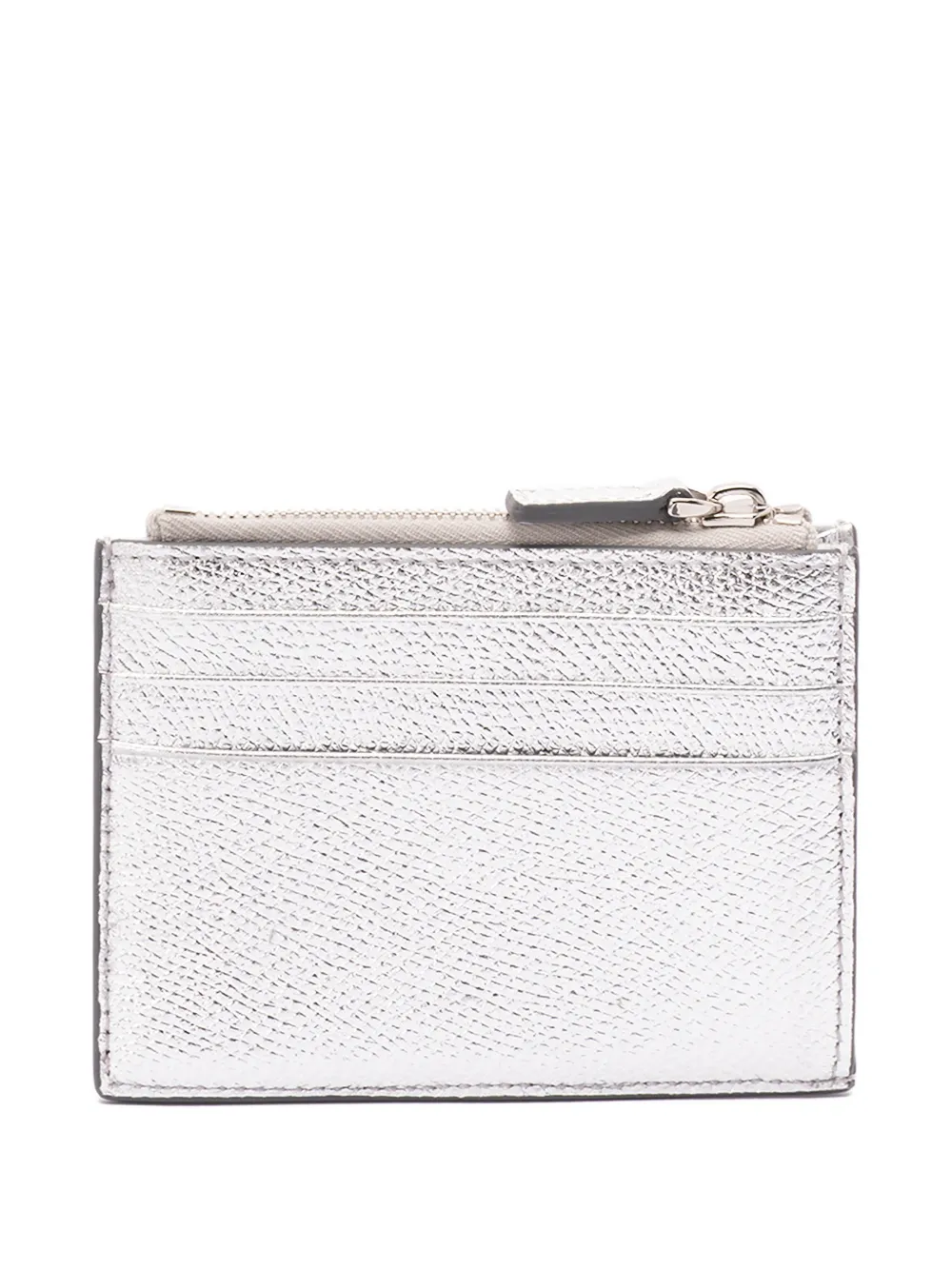 Valentino Zip Leather Wallet In Silver