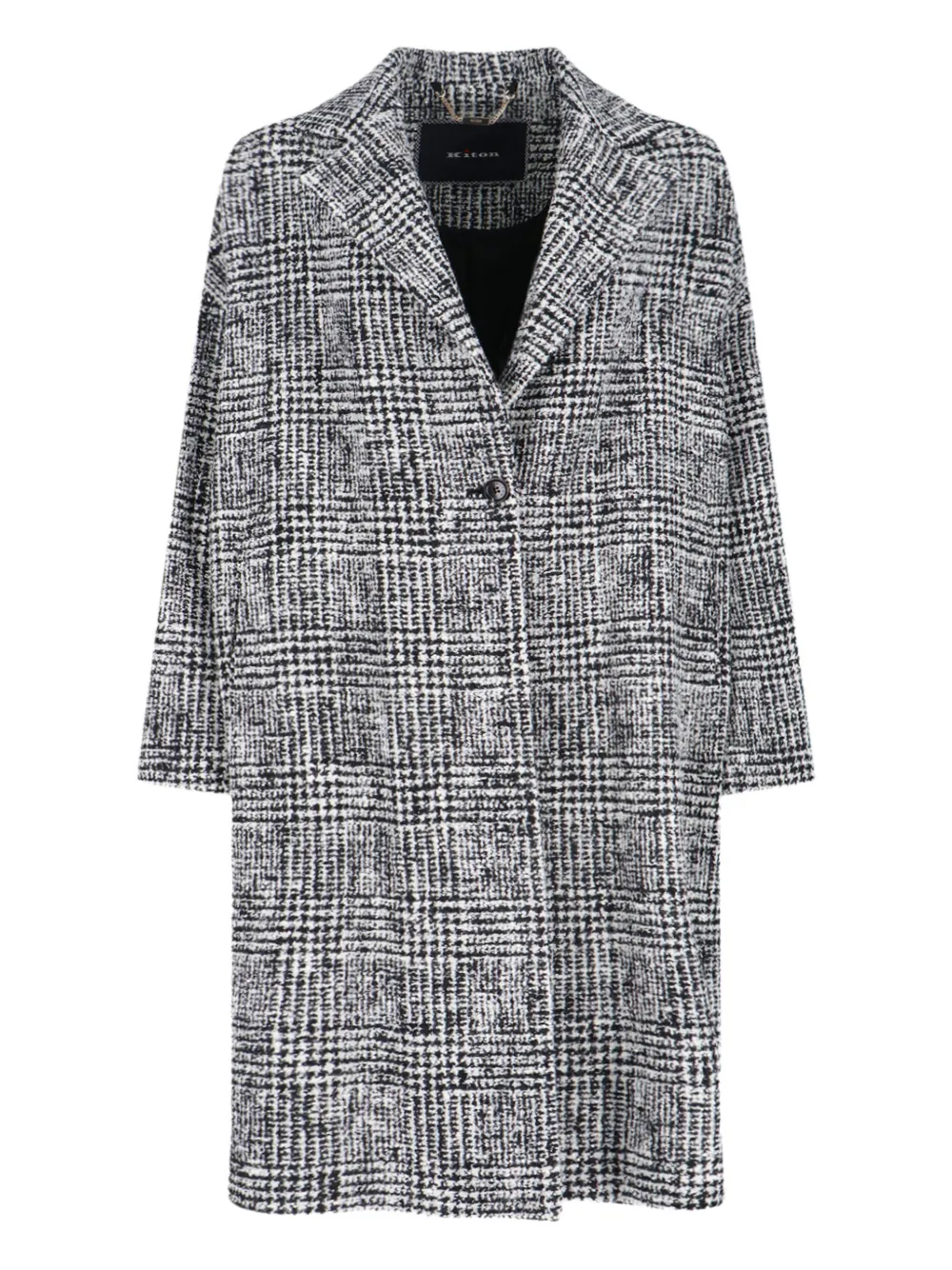 Kiton plaid-pattern single-breasted coat | White | Image 1