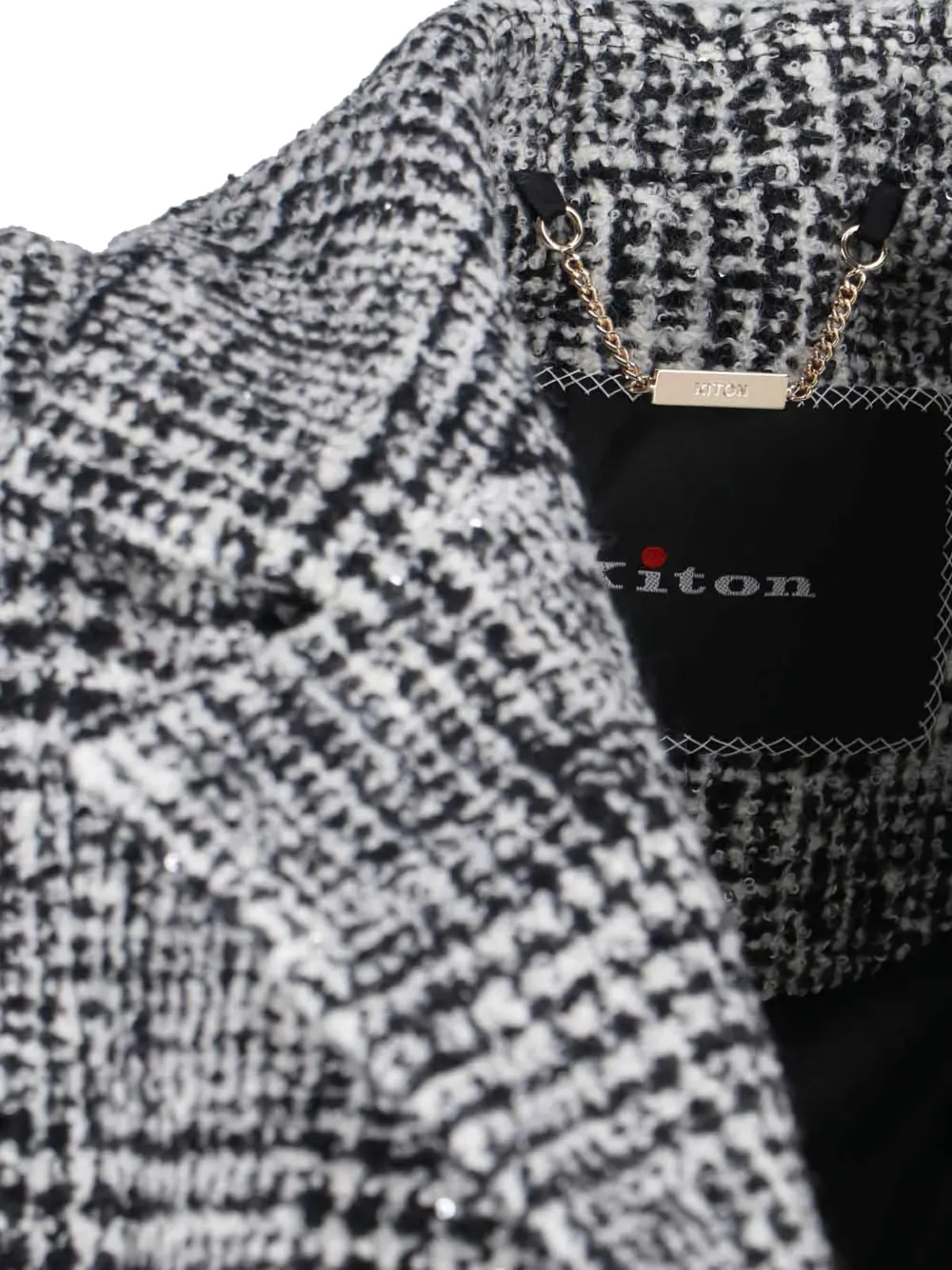 Kiton plaid-pattern single-breasted coat Wit