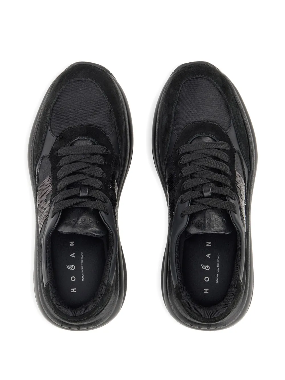 Hogan H696 sneakers met pailletten logo Zwart