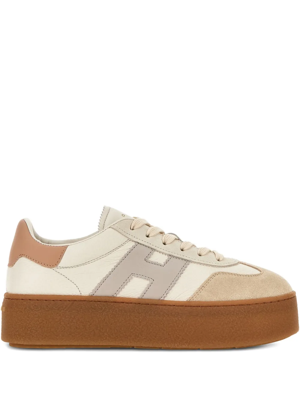Hogan H698 Leather Platform Sneakers In Neutral