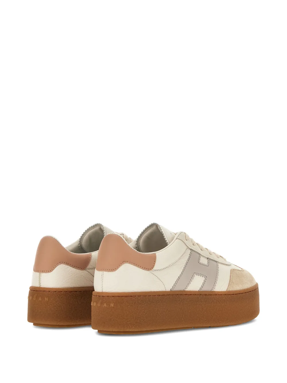 Hogan H698 Leather Platform Sneakers In Neutral